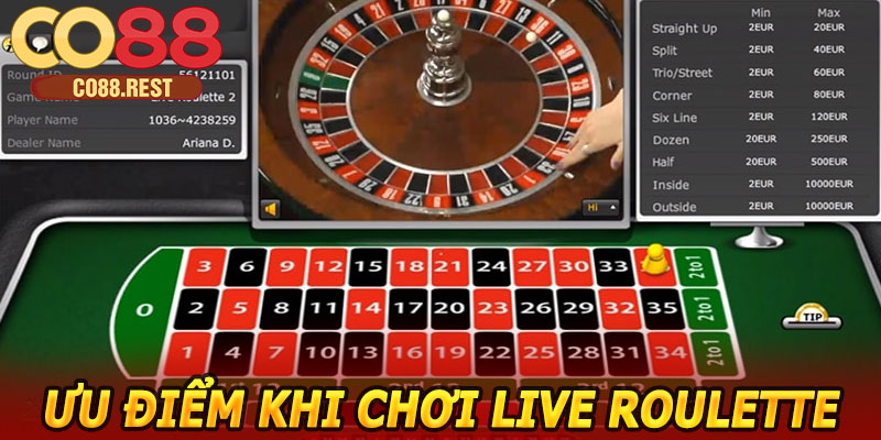 Ưu điểm khi chơi Live Roulette CO88